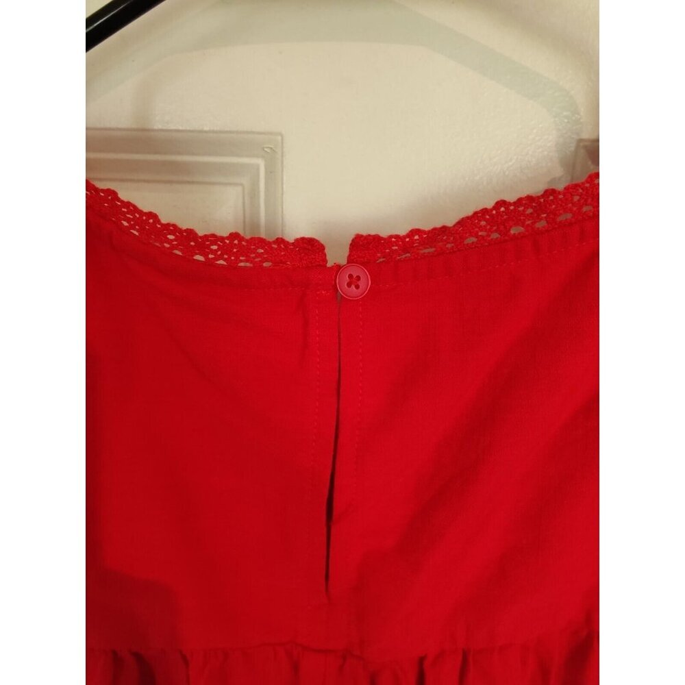 Knox Rose Sleeveless Cherry Red Crochet Belted Knee Length Dress W Pockets L NWT - Picture 9 of 9